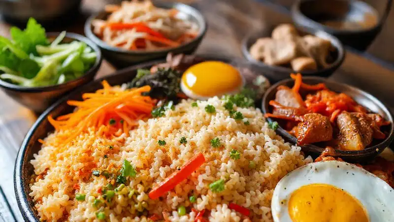 Heres a concise single-sentence response:Bibimbap offers a colorful