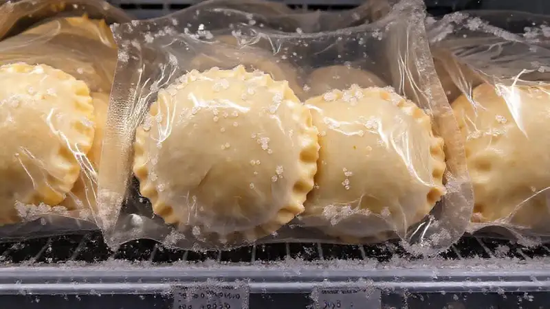 Frozen pierogi display showcases winter freshness