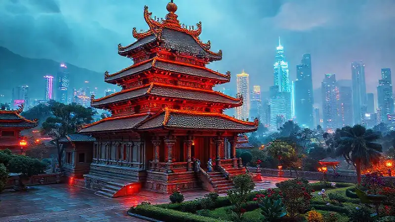 Ancient traditions meet modern city lights